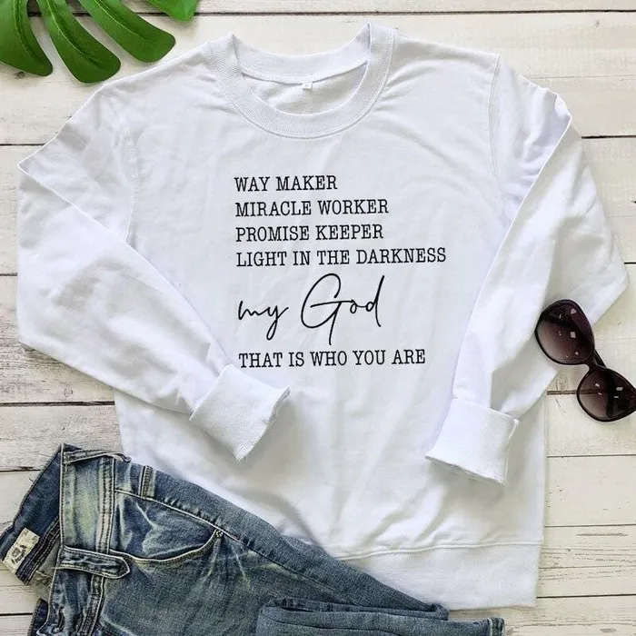 Lords Guidance Earrings Christian Sweatshirt br Way Maker Miracle Worker