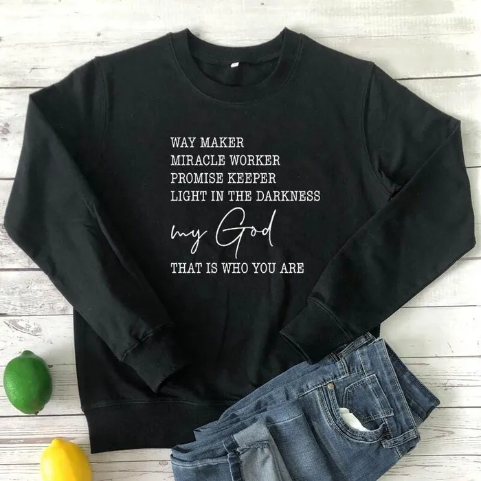 Lords Guidance Earrings Christian Sweatshirt br Way Maker Miracle Worker