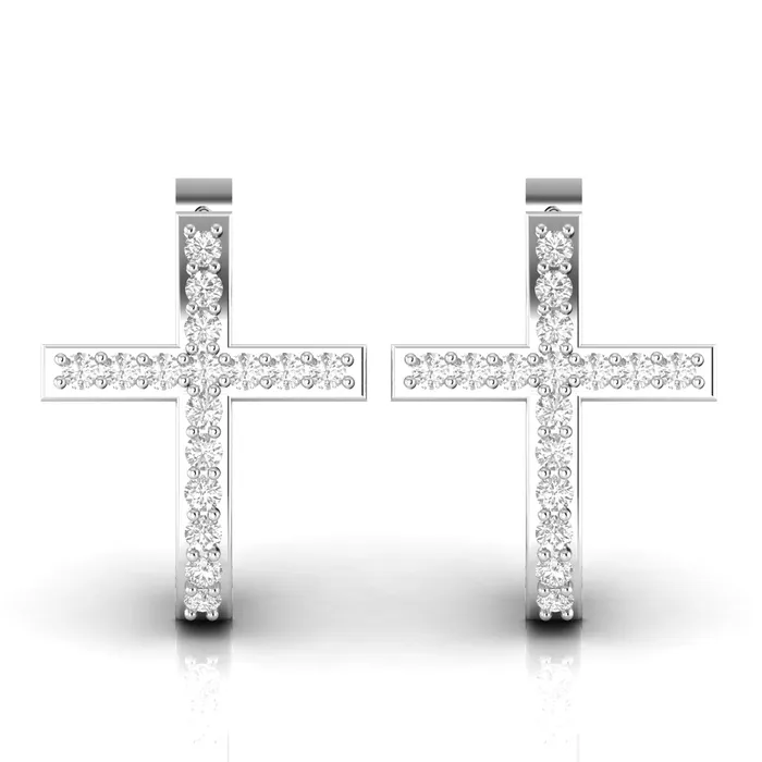 Lords Guidance Earrings Diamond Cross Hoop Earrings