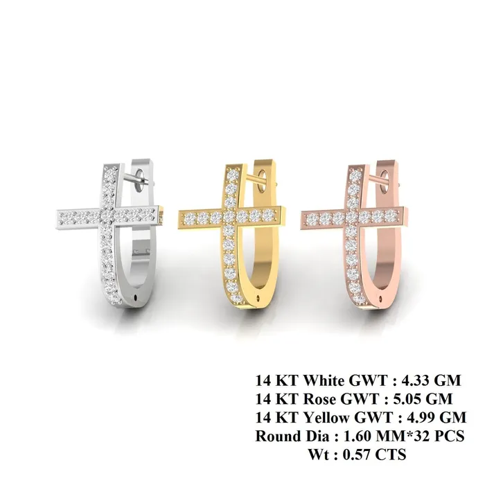 Lords Guidance Earrings Diamond Cross Hoop Earrings