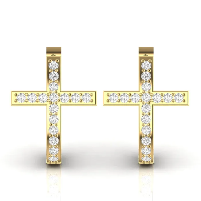 Lords Guidance Earrings Diamond Cross Hoop Earrings