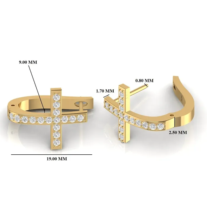 Lords Guidance Earrings Diamond Cross Hoop Earrings