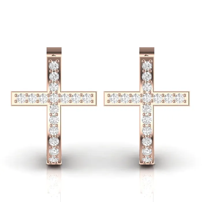 Lords Guidance Earrings Diamond Cross Hoop Earrings