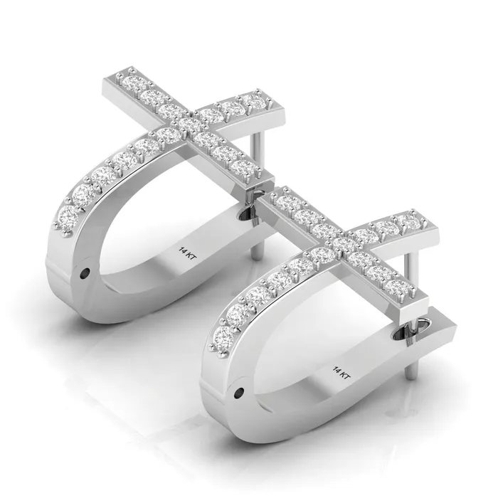 Lords Guidance Earrings Diamond Cross Hoop Earrings