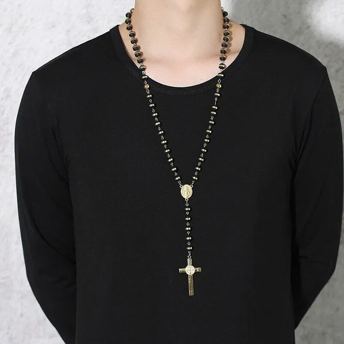Lords Guidance Mens Christian Necklace br St Benedict Cross Necklaces