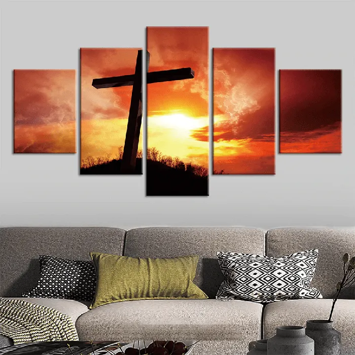 Lords Guidance Necklaces Christian Canvas Artbr Sunset Cross