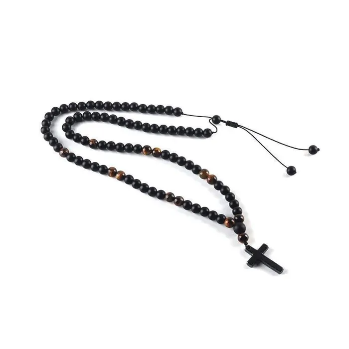 Lords Guidance Necklaces Mens Christian Necklace br Black Beads and Hematite