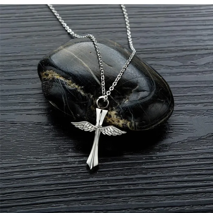 Lords Guidance Necklaces Mens Christian Necklace br Cross And Wings