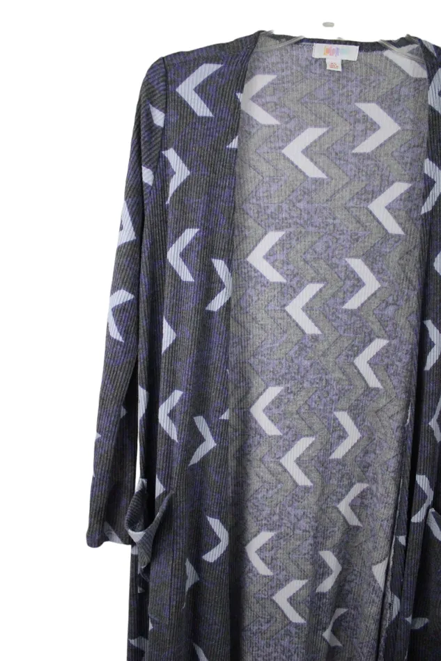 LuLaRoe Rings LuLaRoe Gray Blue Aztec Long Cardigan XS