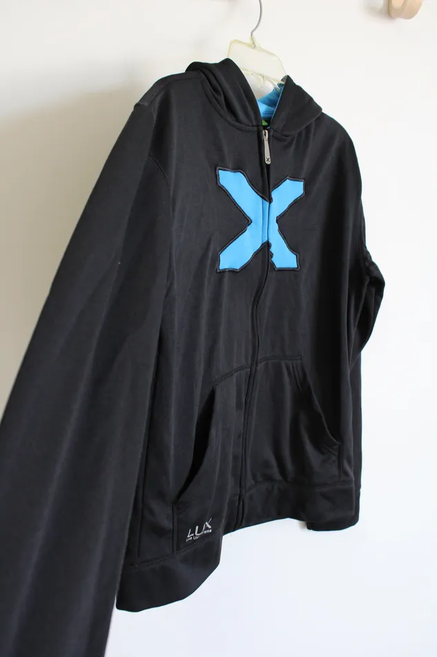 LUX LUX Black Blue Zip Up Jacket Youth XL 1820 Rings