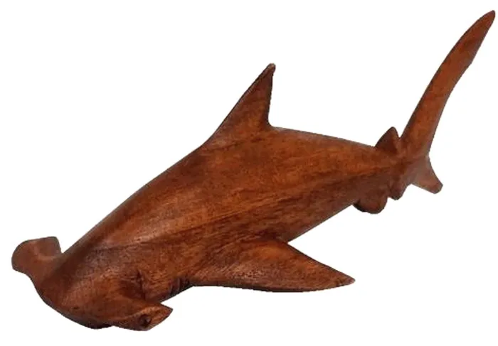 MARUEGERTZ Earrings Handcarved Hammerhead Shark Wooden Figurine 8