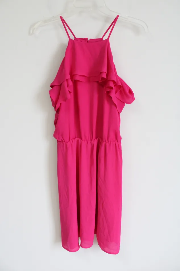 Maurices Hot Pink Ruffle Chiffon Dress S Maurices Earrings