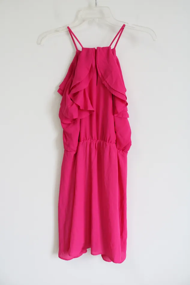 Maurices Hot Pink Ruffle Chiffon Dress S Maurices Earrings