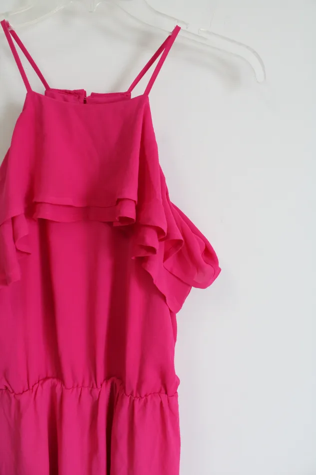 Maurices Hot Pink Ruffle Chiffon Dress S Maurices Earrings