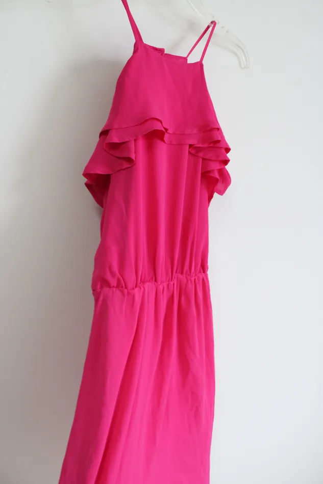 Maurices Hot Pink Ruffle Chiffon Dress S Maurices Earrings