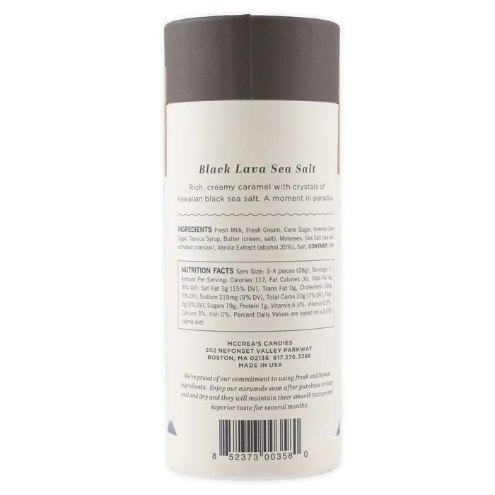 McCreas Black Lava Sea Salt Caramels 55 oz Tube MCCREAS Rings