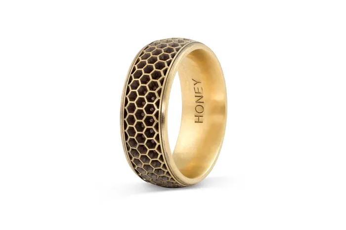 Mens Honeycomb Wedding Band 85mm Honey Jewelry Co Rings
