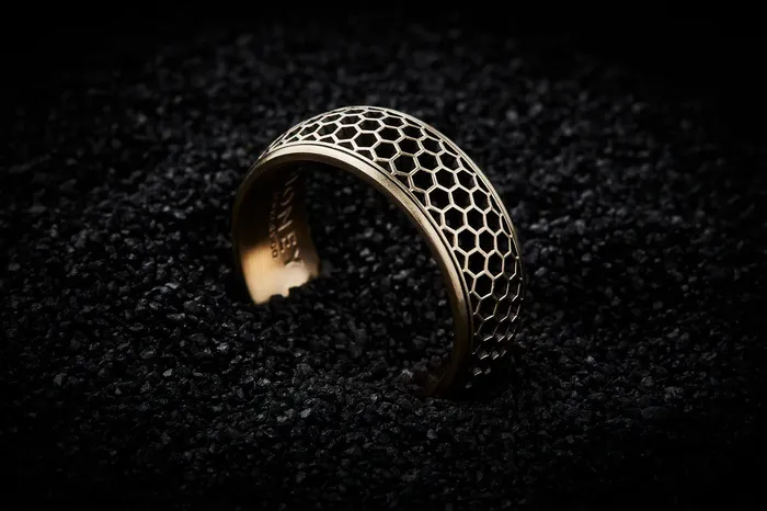 Mens Honeycomb Wedding Band 85mm Honey Jewelry Co Rings