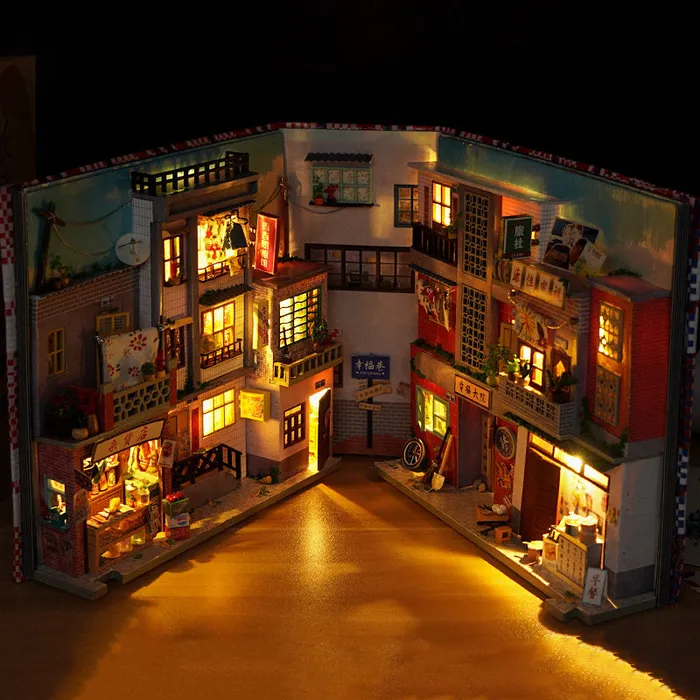 Mini House Miniature Model Wooden Toys Diy Kit Cherry Lane CJ Rings