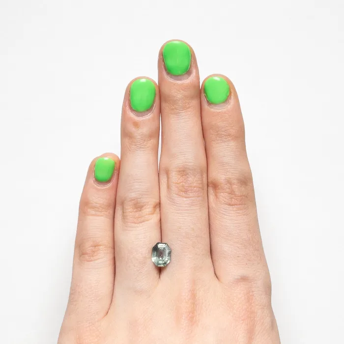 Misfit Gems Rings Green Step Cut Sapphire 158ct Cut Corner Rectangle