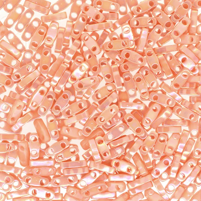 Miyuki Quarter Tila Beads 0596 Opaque Salmon Luster Peppy Beads Earrings