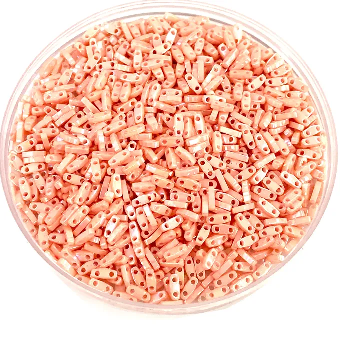 Miyuki Quarter Tila Beads 0596 Opaque Salmon Luster Peppy Beads Earrings Miyuki Quarter Tila Beads 0596 Opaque Salmon Luster Peppy Beads Earrings