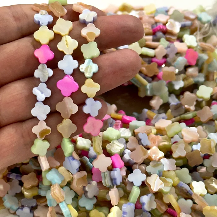 Mother Of Pearl Clover Beads Pastel Colored Clover 45 Beads Strand Peppy Beads Necklaces Mother Of Pearl Clover Beads Pastel Colored Clover 45 Beads Strand Peppy Beads Necklaces