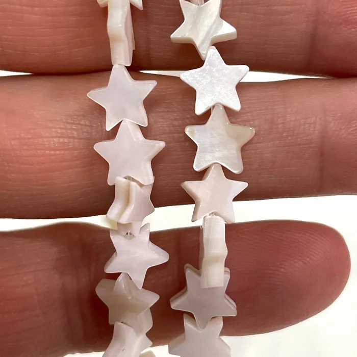 Mother Of Pearl Star 8mm Beads Natural Mother of Pearl Star 54 Beads Strand Peppy Beads Necklaces