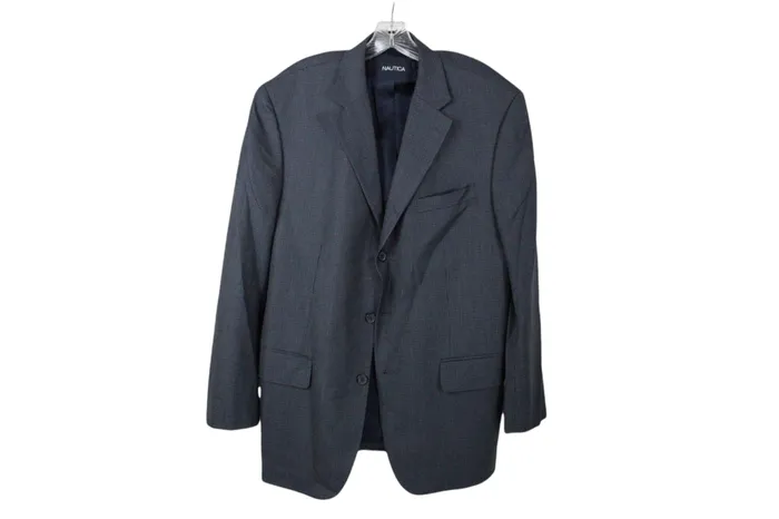 Nautica Nautica Blue Gray Blazer 43 Regular Rings