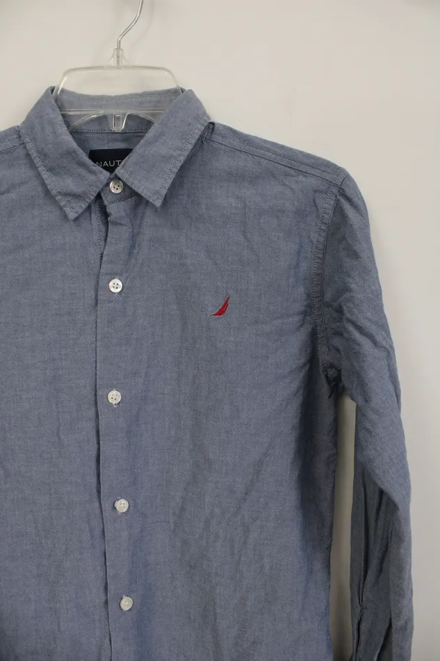 Nautica Rings Nautica Blue Button Down Shirt Youth L 1416
