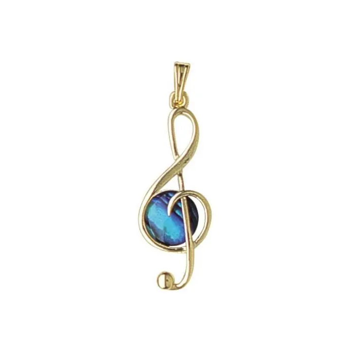 Necklaces ARIKINEWZEALAND Ariki Paua Treble Clef Pendant