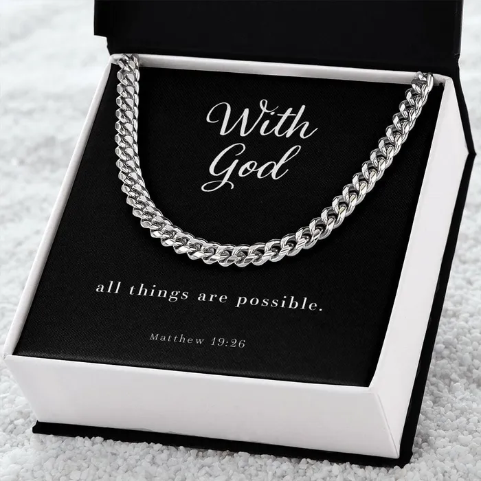 Necklaces Cuban Link Chain Mens Necklace Matthew 1926 ShineOn Fulfillment
