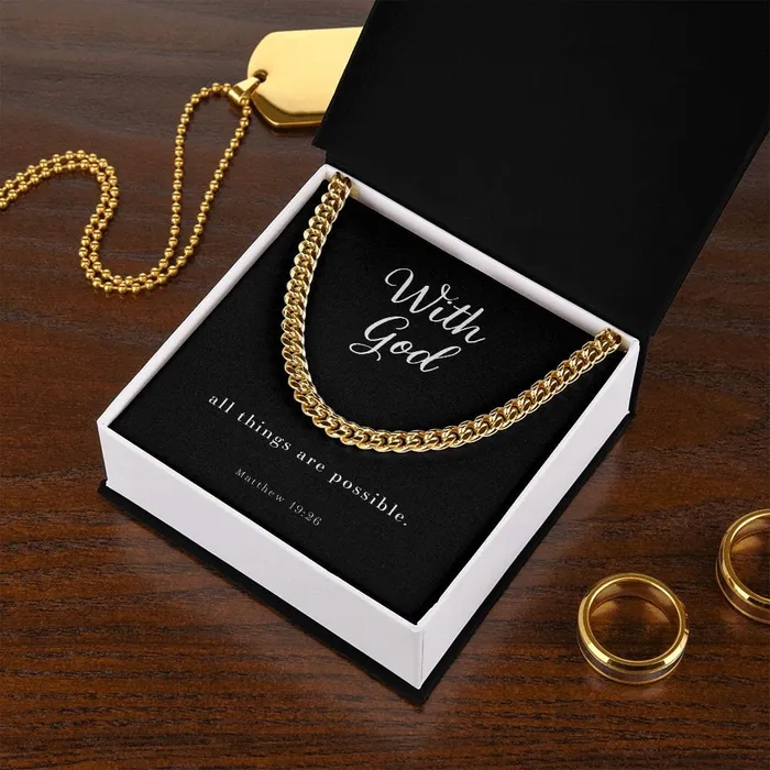 Necklaces Cuban Link Chain Mens Necklace Matthew 1926 ShineOn Fulfillment