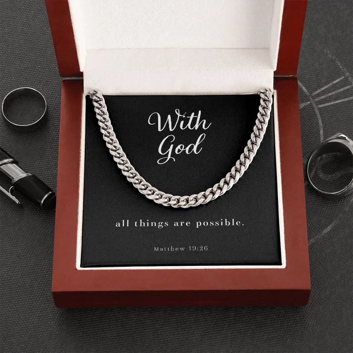 Necklaces Cuban Link Chain Mens Necklace Matthew 1926 ShineOn Fulfillment