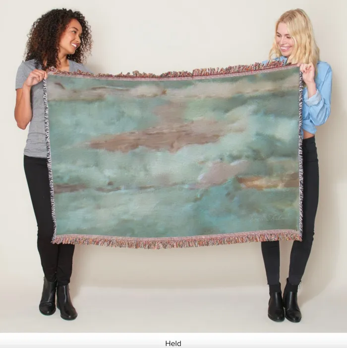 Necklaces Fringed Throw Blanket Teal and Brown ZAZZLE