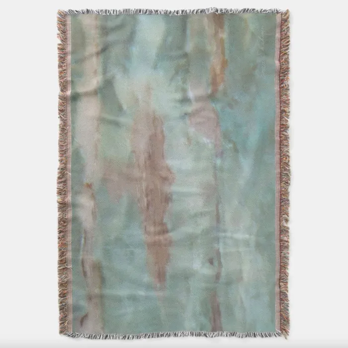 Necklaces Fringed Throw Blanket Teal and Brown ZAZZLE