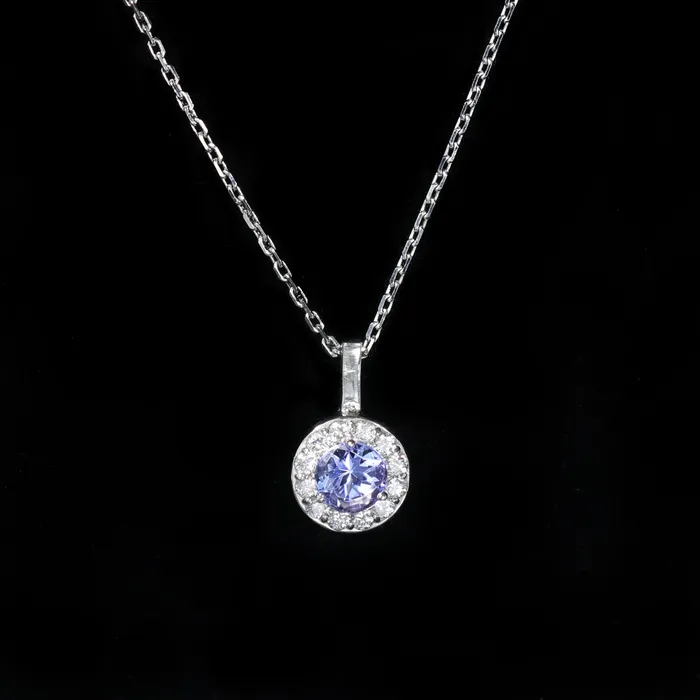 Necklaces Grandeur NY 14K White Gold Tanzanite and Diamond Pendant