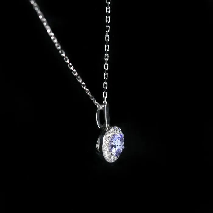 Necklaces Grandeur NY 14K White Gold Tanzanite and Diamond Pendant