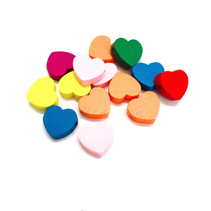 Necklaces Heart Shaped Wooden Beads Wooden Heart Beads Assorted 10 pcs in a pack Peppy Beads