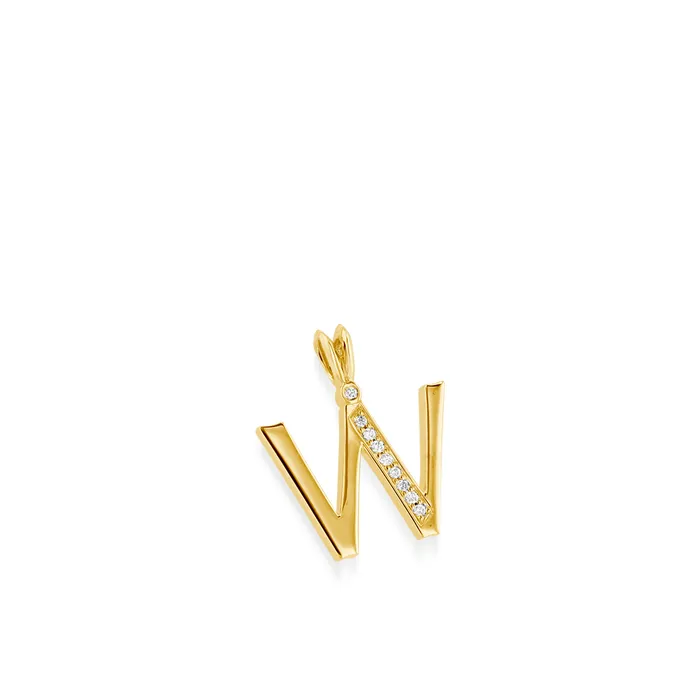 Necklaces John Atencio Initial W Diamond Medallion Pendant