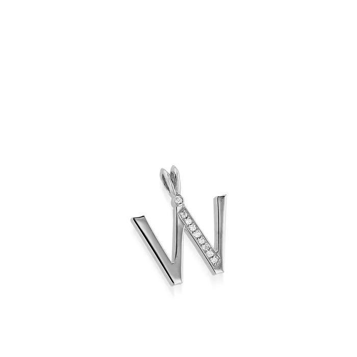 Necklaces John Atencio Initial W Diamond Medallion Pendant