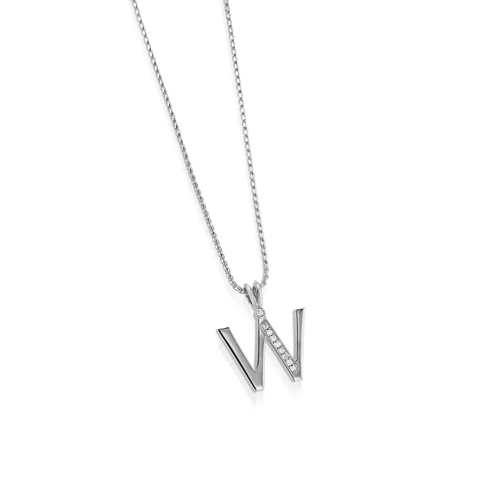 Necklaces John Atencio Initial W Diamond Medallion Pendant
