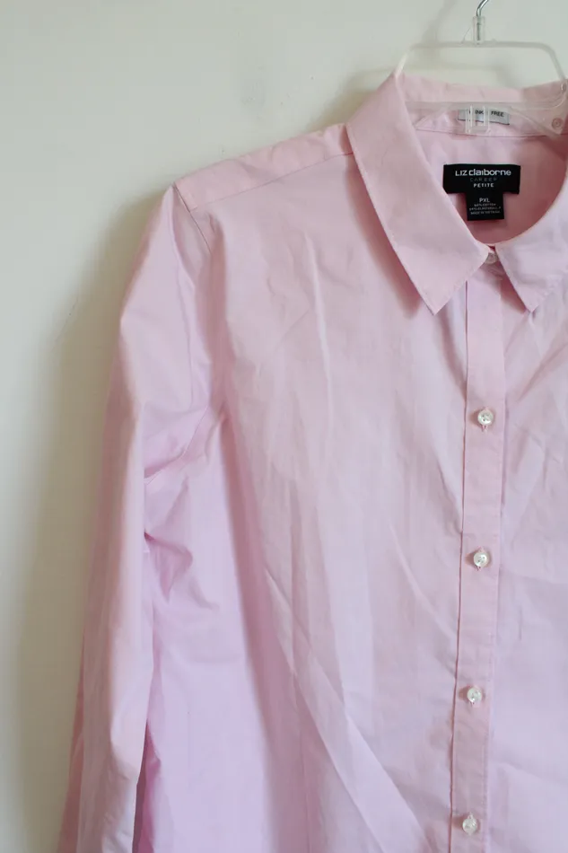 Necklaces Liz Claiborne Liz Claiborne Career Light Pink Button Down Shirt Petite XL