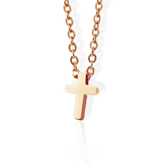 Necklaces Lords Guidance Womens Christian Necklace br Small Rose Gold Cross
