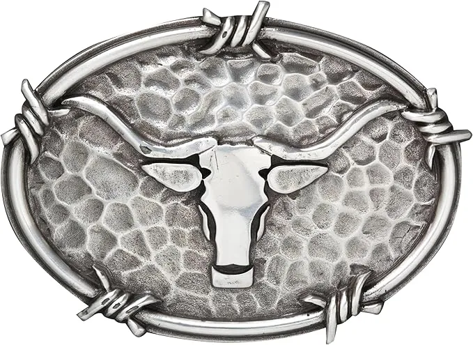 Necklaces M F WESTERN PRODUCTION INC ARIAT OVAL STEER HEAD AND BARBWIRE EDGING BUCKLE