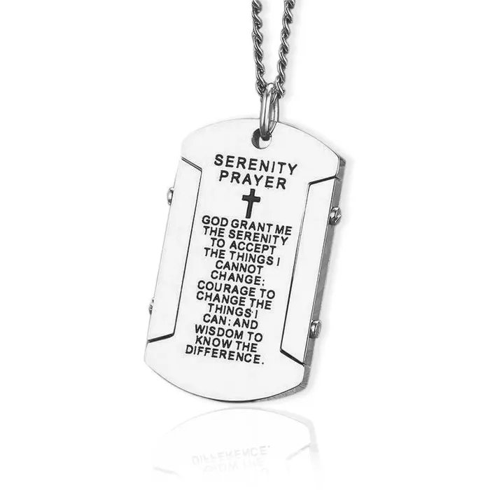 Necklaces Mens Christian Necklace br Serenity Prayer Lords Guidance