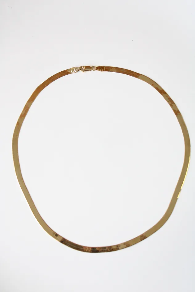 Necklaces Milor Milor Flat Herringbone Italy 14KT Yellow Gold Necklace