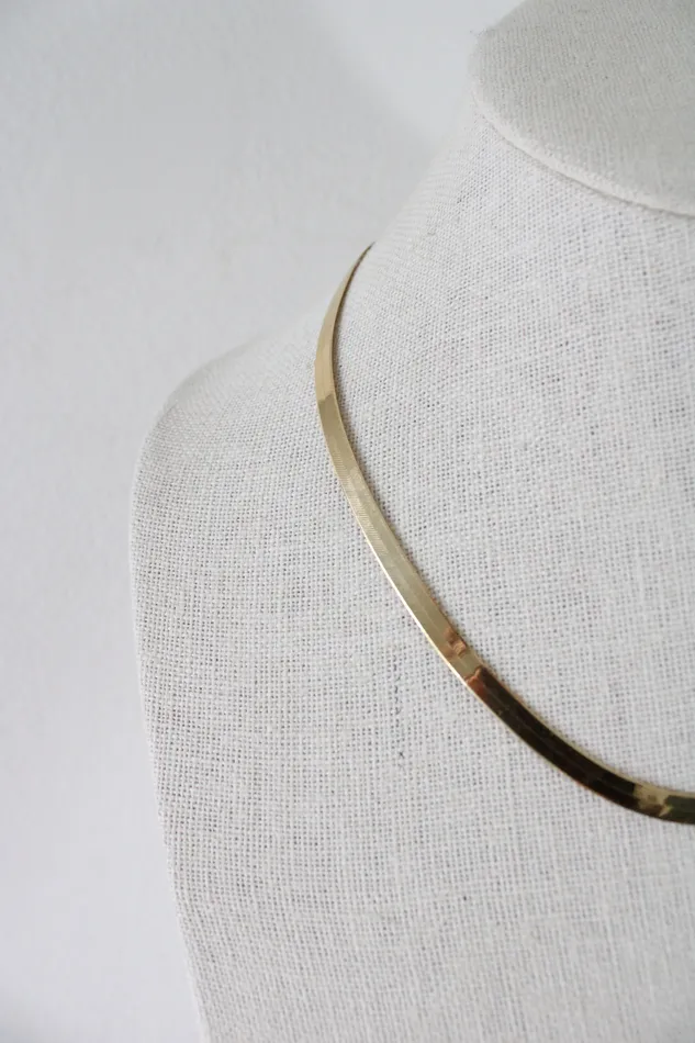 Necklaces Milor Milor Flat Herringbone Italy 14KT Yellow Gold Necklace
