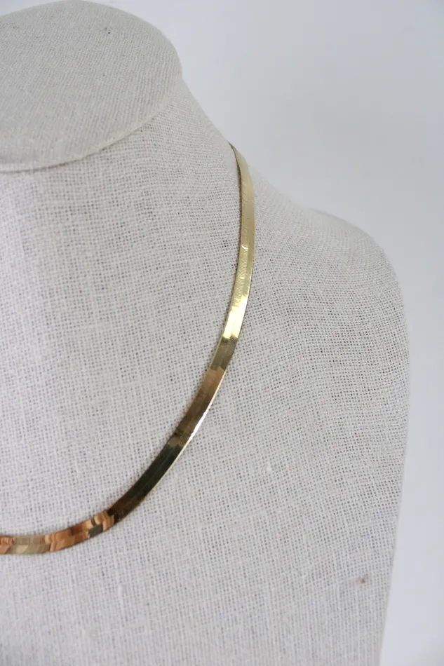 Necklaces Milor Milor Flat Herringbone Italy 14KT Yellow Gold Necklace