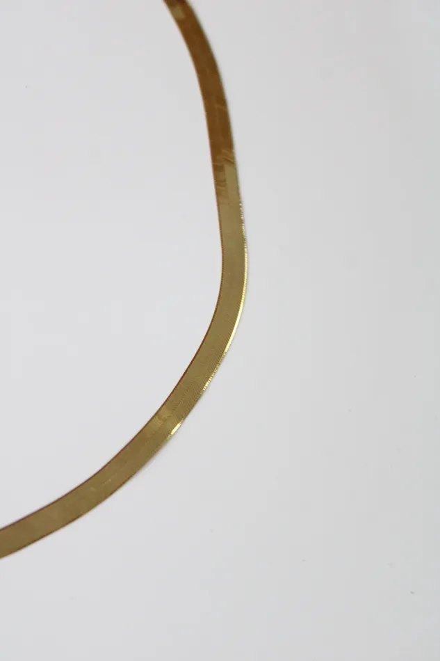 Necklaces Milor Milor Flat Herringbone Italy 14KT Yellow Gold Necklace